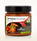 Bio Madras Hot Curry Paste von Cosmoveda, scharfe Gewürzpaste für Dal- und Gemüsegerichte, natürliche Bio-Qualität