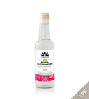 Bio Rosenblütenwasser von Cosmoveda, ayurvedisches Naturprodukt für Haut, Haare und Aromaküche, in einer Flasche.