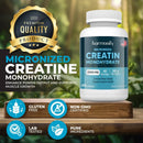Weiße plastikflasche mit harmonify creatine monohydrate kapseln 2000 mg amino acid powder mit türkis weißem etikett