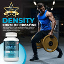 Weiße flasche harmonify creatine monohydrate kapseln mit blauem etikett amino acid powder 2000mg