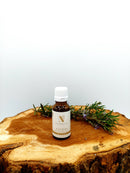 d'Natureza Rosmarinöl 20 ml ätherisches Öl für Haut, Haare und Massage, Flasche mit Rosenholz-Design auf weißem Hintergrund