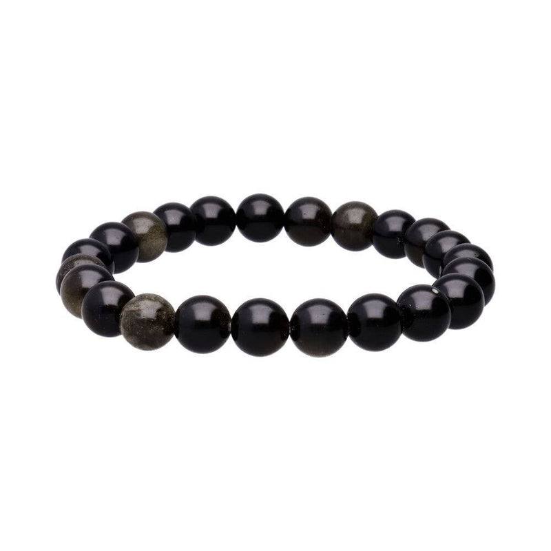 8 mm goldenes Obsidian-Kugelarmband