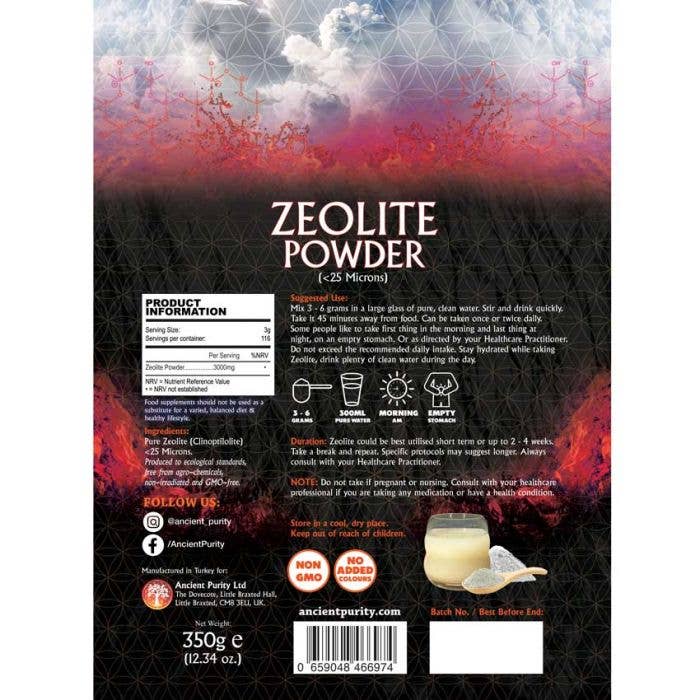 Ancient Purity – Zeolithpulver Fein (< 25 Mikron) 350g – Effektive natürliche Entgiftung & Schwermetallbindung
