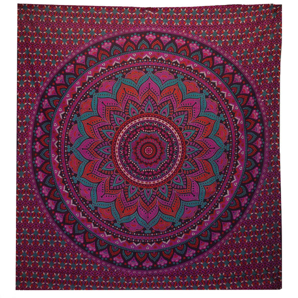 Doppelbettdecke, Ritualtuch, Wandbehang aus Baumwolle und Wandteppich — Mandala Classic — Violett - 230 cm x 200 cm