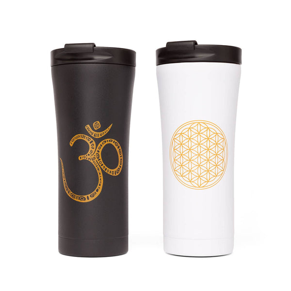 Stainless Steel Insulated Drinking Cup, 480 Ml, with Yoga Motif OM