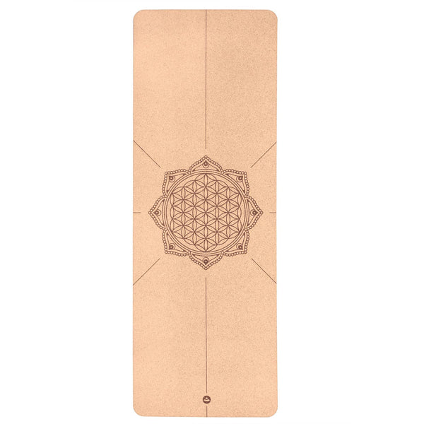 Bodynova - Kork Yogamatte, Blume des Lebens & Alignment-Hilfe
