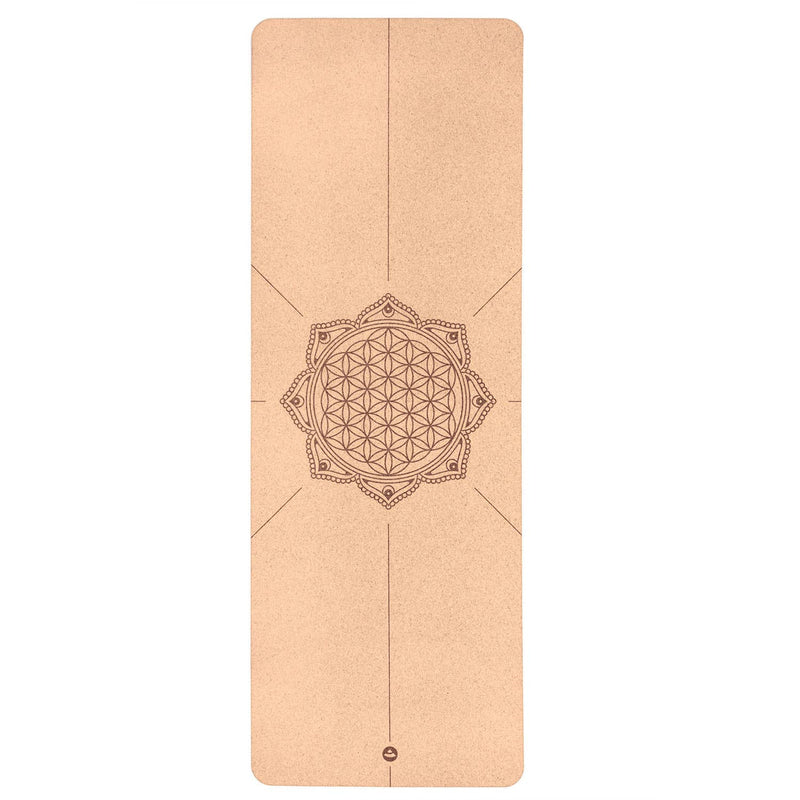 Bodynova - Kork Yogamatte, Blume des Lebens & Alignment-Hilfe