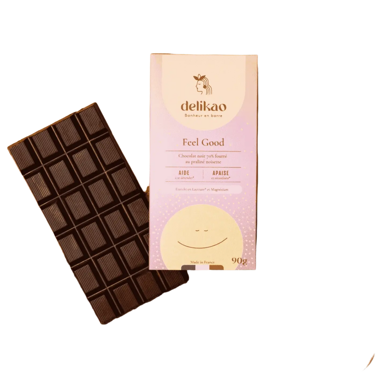 Dalikao Feel Good Anti-Stress-Schokolade mit 70% Kakao, Praliné-Haselnüsse, Süßigkeiten & Snacks, hochwertig und lecker
