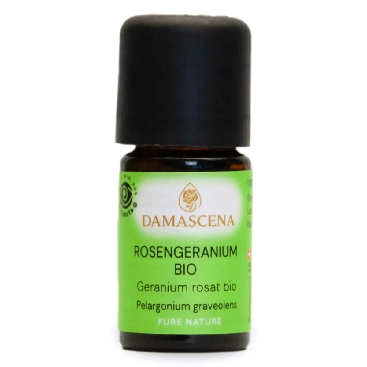Damascena Bio Rosengeranium ätherisches Öl 5 ml Flasche, naturreines Rosenöl für Harmonie und Wohlbefinden, Damascena Marke