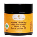 Damascena weihrauch-honig brustbalsam bio in schwarzem glas mit orangenem etikett natürlicher pflegebalsam für freies durchatmen