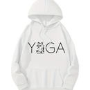 Damen Yoga Pullover Sweatshirt Yogakatze in Weiß, bequemes Yogakleid von Mana Shop, weicher Stoff, entspannte Passform