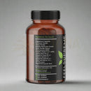 Braune glasflasche mit schwarzem schraubverschluss und schwarzem etikett mit grünem text und blattlogo für darmwohl formula von mana shop zur natürlichen detoxifikation