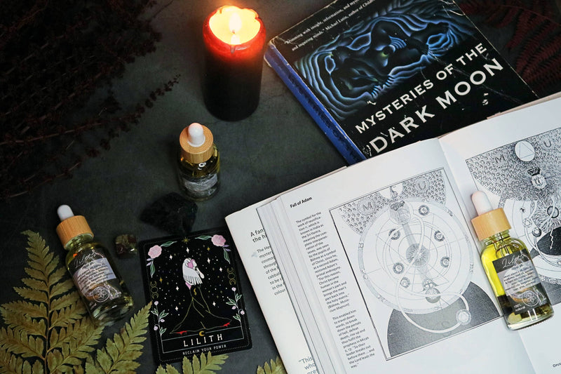Divine feminine ritual with crystals in Lilith Oil