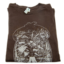 Braunes bio t-shirt kosmischer baum aus 100 % organischer baumwolle mit weißem anatomischem herzdruck von dbkprints