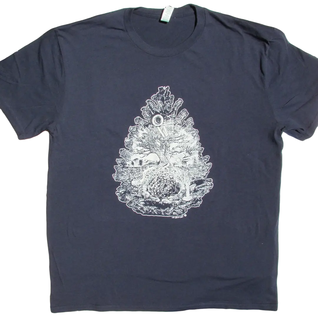 Bio T-Shirt „Wurzelbaum des Lebens“ von dbkprints, handbedruckt in Bern, aus 100 % Bio-Baumwolle, navy Farbe, Kleidung