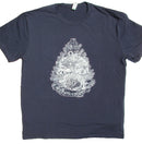 Bio T-Shirt „Wurzelbaum des Lebens“ von dbkprints aus Bio-Baumwolle, handbedruckt, in Navy, zeigt Baum-Design auf blauer Kleidung