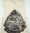 Bio T-Shirt „Wurzelbaum“ von dbkprints, handbedruckt in Bern, aus 100 % Bio-Baumwolle, beige, Kleid mit Baum-Motiv.