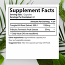 Tongkat Ali for Men, Tribulus Terrestris Fruit Extract 120 Capsules, 1000 mg - Testosterone, Energy, Libido &amp; Strength