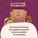 Delikao love tonic passion schokolade in roségoldverpackung mit passionsfruchtdesign und 71% kakaoanteil