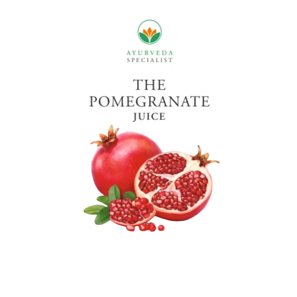 Leuchtend roter Granatapfelsaft in 1-Liter-Flasche, frisch und naturbelassen, hergestellt von Ayurveda Specialist B.V.