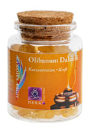 Weihrauch Olibanum Dalzielli im Glas, Räucherware von Dessauer, fein gemahlene Boswellia dalzielli Räucherstoffe in Glasbehälter