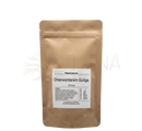 Braune wiederverschließbare tüte mit dhanwantaram guliga traditionell ayurvedisches kraut aus midgards ayurveda