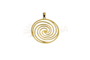 Goldfarbener messinganhänger mit spiralförmigem konzentrischem kreisdesign und kleiner schlaufe im mana shop image to zoom