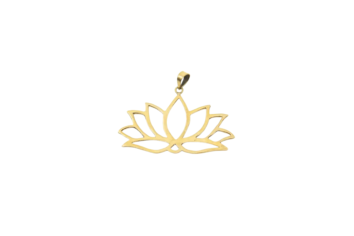 Verschiedene Messinganhänger aus Indien mit Lotusblume, Blume des Lebens, Baum des Lebens und Yin & Yang, handgefertigter Schmuck