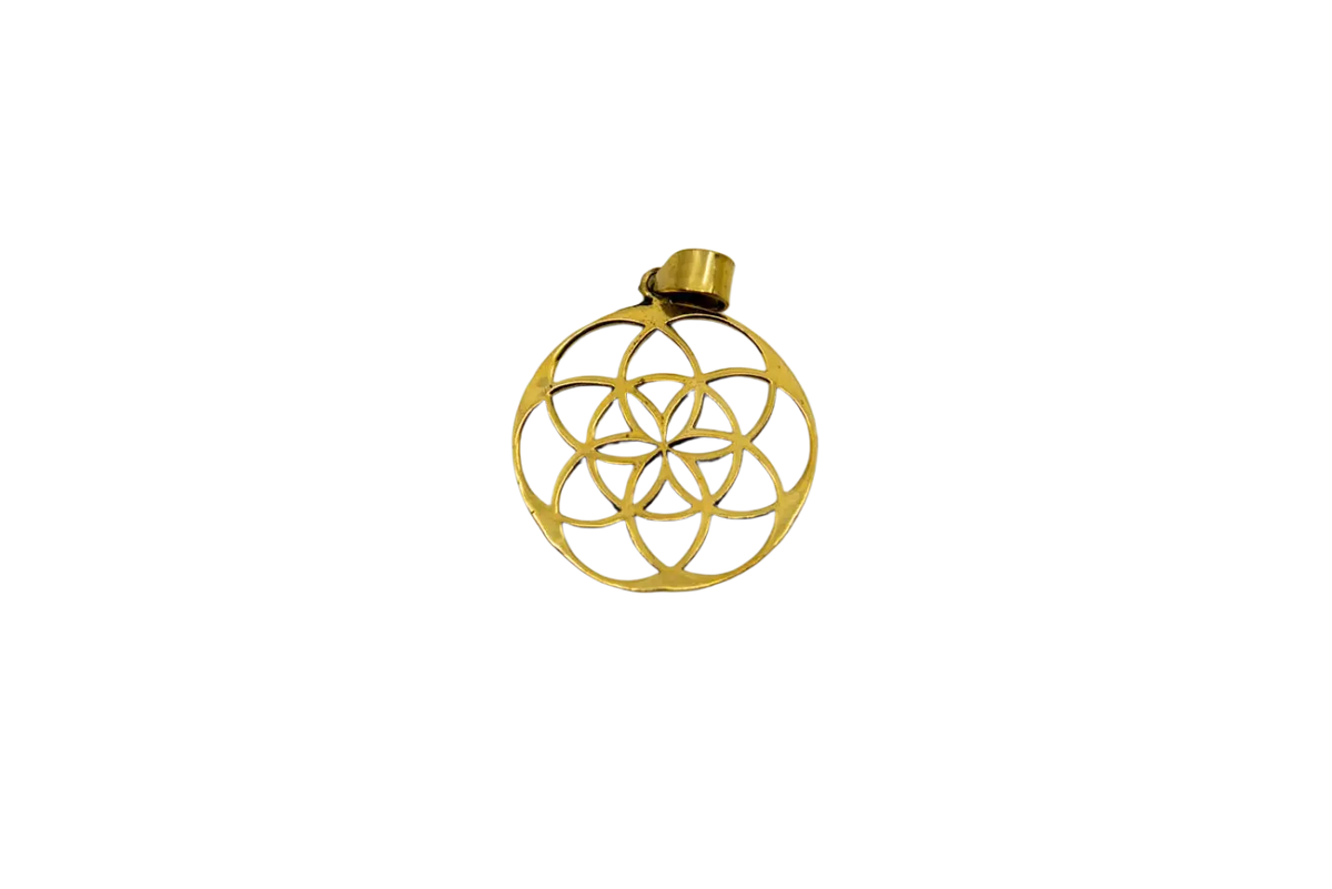 Verschiedene Messinganhänger aus Indien mit Lotusblume, Blume des Lebens, Baum des Lebens und Yin & Yang, Schmuck-Design