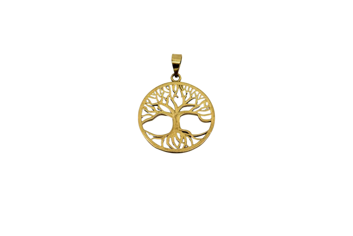 Verschiedene Messinganhänger aus Indien mit Lotusblume, Blume des Lebens, Baum des Lebens und Yin & Yang Schmuck.