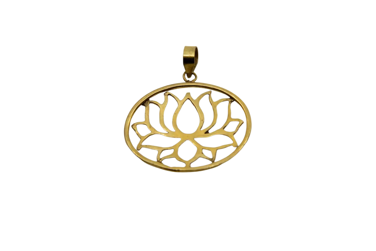 Verschiedene Messinganhänger aus Indien mit Lotusblume, Blume des Lebens, Baum des Lebens und Yin & Yang, Schmuck.