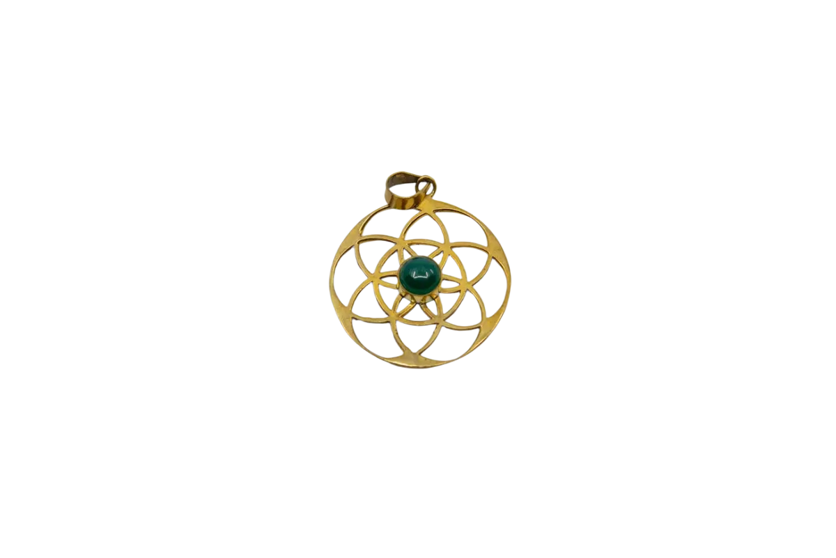 Verschiedene Messinganhänger aus Indien mit Lotusblume, Blume des Lebens, Baum des Lebens und Yin & Yang Symbole, Schmuck.