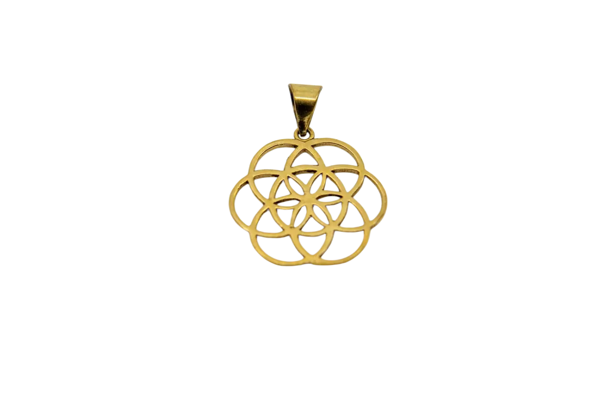 Verschiedene Messinganhänger aus Indien mit Lotusblume, Blume des Lebens, Baum des Lebens und Yin & Yang Symbols, Schmuck.