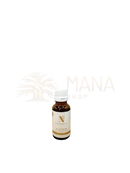 Eine kleine bernsteinfarbene glasflasche d’natureza rosmarinöl 20 ml mit weißem deckel reines ätherisches rosmarinöl für haut haare massage von mana shop