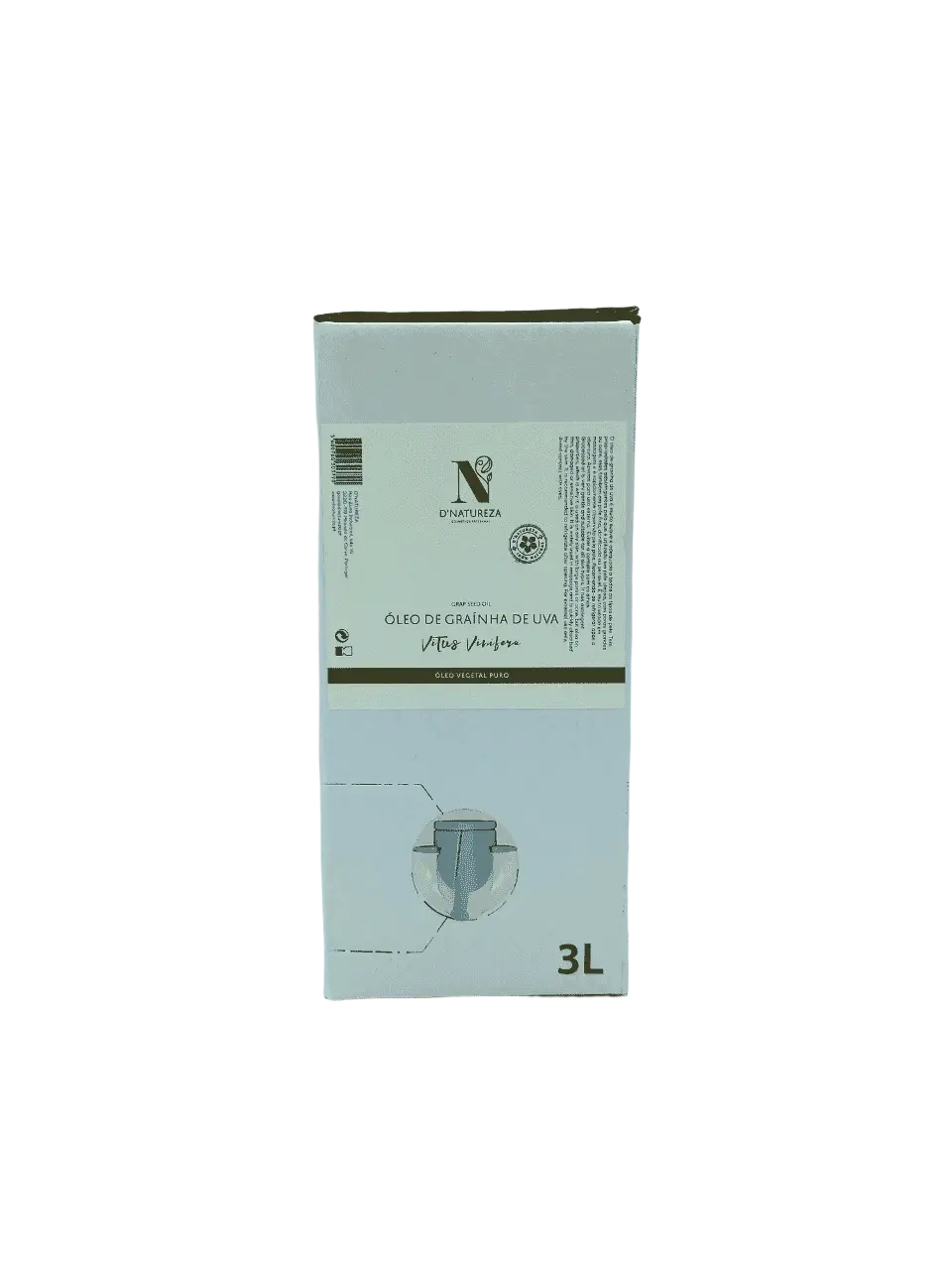 Traubenkernöl von d'Natureza, Körperpflege, in Flaschen von 70ml, 500ml, 3L und 5L, flüssiges Öl für Hautpflege