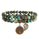 Doppelarmband aus Vintage-Steinperlen mit türkisen afrikanischen Perlen, handgefertigtes Armband-Set von Mana Shop