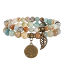 Doppelarmband aus Vintage-Steinperlen im Amazonas-Design, mehrreihiges Armband-Set von Mana Shop, handgefertigt.
