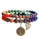 Doppelarmband aus Vintage-Steinperlen im Chakra-Design, mehrsträngig, handgefertigtes Armband-Set von Mana Shop