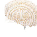 Cremefarbener wandteppich aus baumwolle mit weißgoldenem hamsa hand design und geometrischen mustern 230x200 cm
