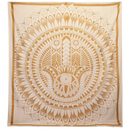Creamfarbener wandteppich aus baumwolle mit weißgoldenem hamsa design und mandala mustern 230 x 200 cm image to zoom