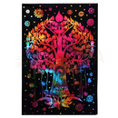 Vibrante bodhi arbol baum des lebens wandteppich mit meditierendem buddha auf schwarzem baumwoll-ritualtuch