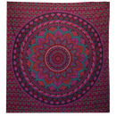 Doppelbettdecke und ritualtuch aus baumwolle mit vibrantem violetten und teal farbenem mandala classic wandteppich