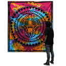 Bunte baumwolldecke hamsa mit zentralem augenmotiv als rituelltuch und wandbehang 230x200 cm