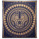 Hamsa Wandbehang aus Baumwolle, Ritualtuch und Doppelbettdecke in Goldblau, 230x200 cm, mit Hamsa-Motiv von AW Artisan
