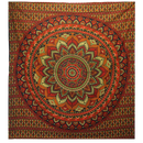 Grüner Mandala-Wandbehang aus Baumwolle, Ritualtuch und Doppelbettdecke, 230x200 cm, handgefertigt von AW Artisan.