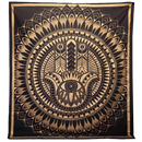 Schwarzgoldenes ritualtuch wandbehang aus baumwolle mit hamsa hand und geometrischem muster 230x200 cm