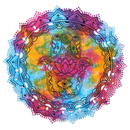 Doppelbettdecke aus baumwolle mit hamsa schwarz motiv und buntem mandala als ritualtuch und wandteppich
