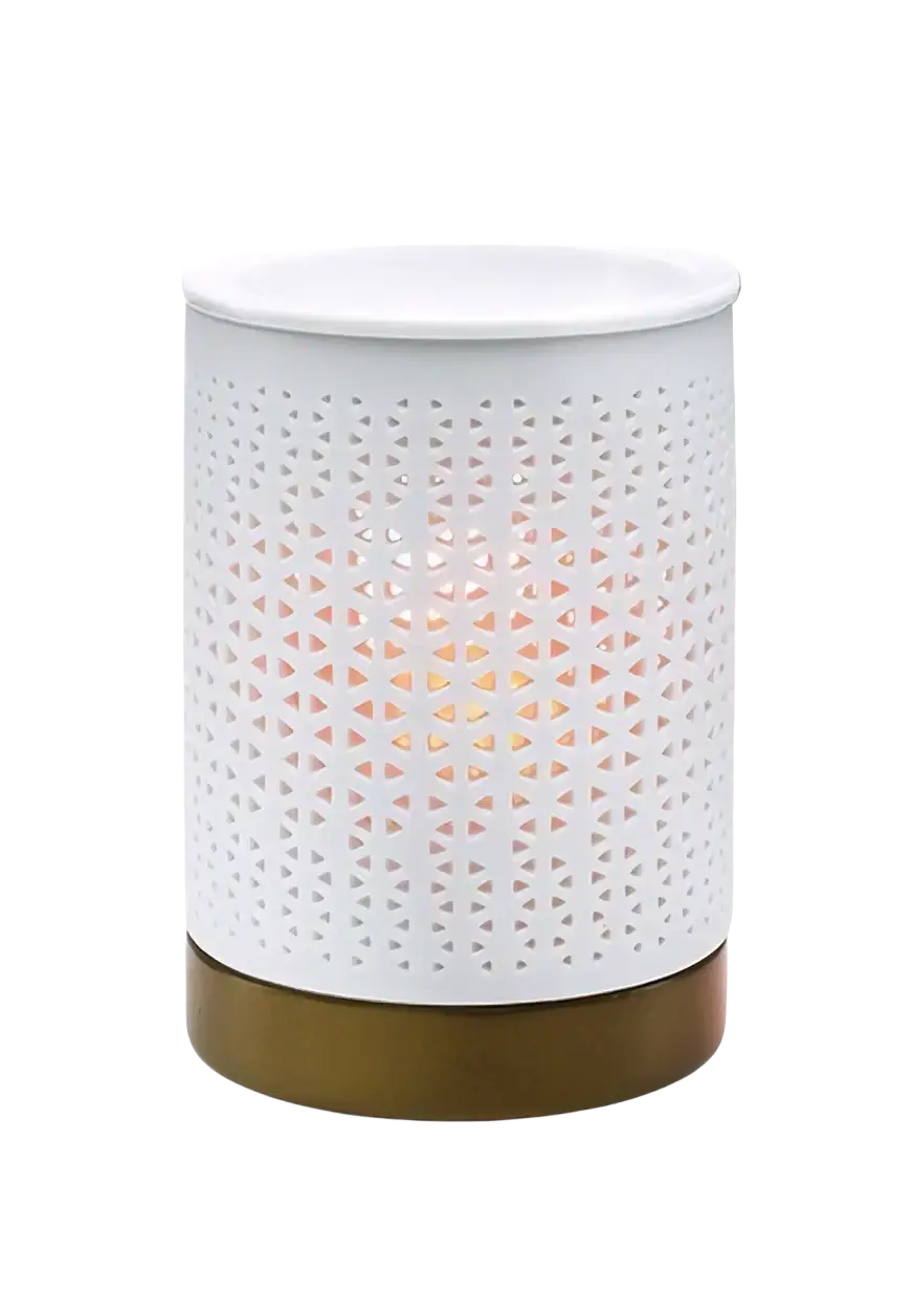 Weiße Keramik-Duftlampe Jaipur von Dessauer mit Wachsschmelzschale für Räucherwaren, elegantes Design für angenehmen Duft.