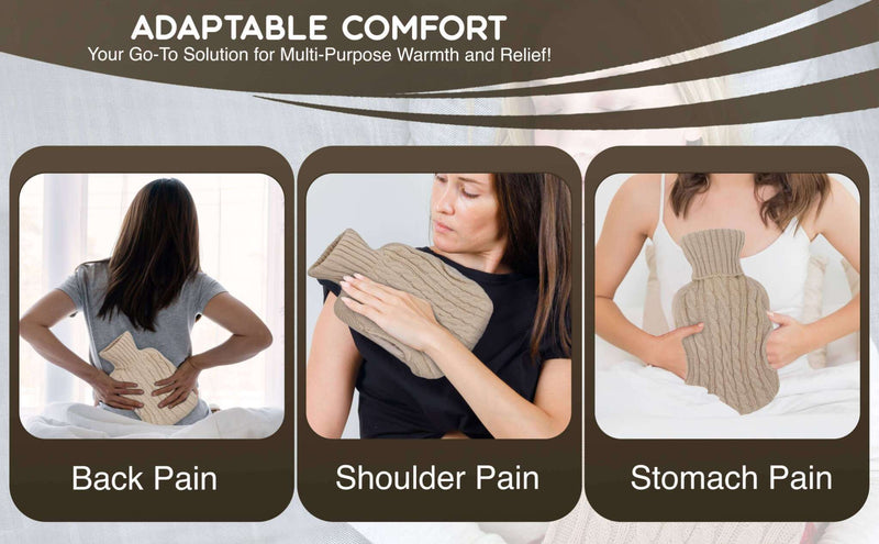 Generise hot water bottle “EXTRA WARMTH”, 2 l, with knitted cover and pockets