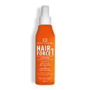 Orange Sprühflasche der 'Hair Force 1 Lotion' von Institut Claude Bell, Anti-Haarausfall- und Wachstumsaktivierungsformel, 150 ml, auf weißem Hintergrund.